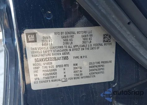 2011 Buick Enclave 2Xl from USA, damaged, VIN 5GAKVCED2BJ417965